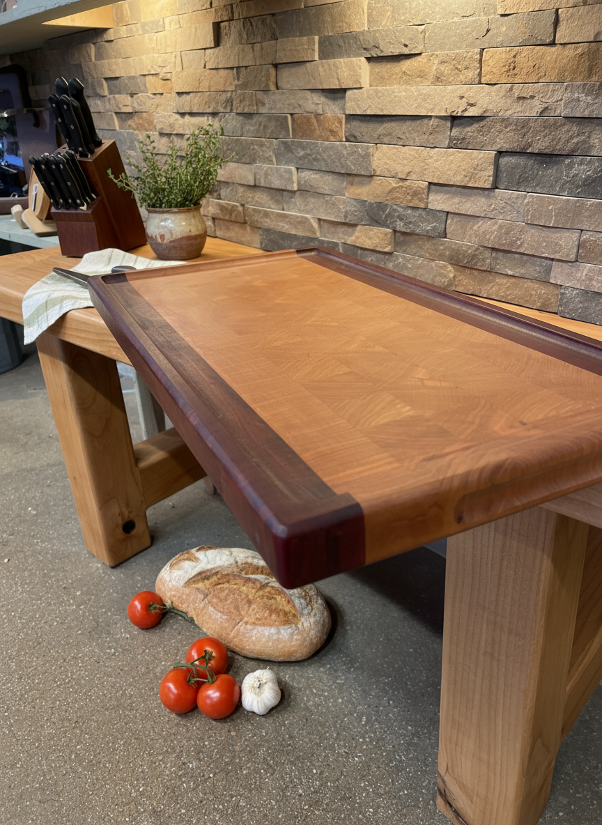 24” x 22 1/2” x 1 1/2” Walnut and Cherry Luxury End Grain Cutting Board &/or Serving Tray