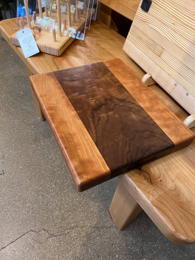 16 x 13 x 1 3/4” Walnut and Cherry Face Grain Cutting Board w/ Finger Hold