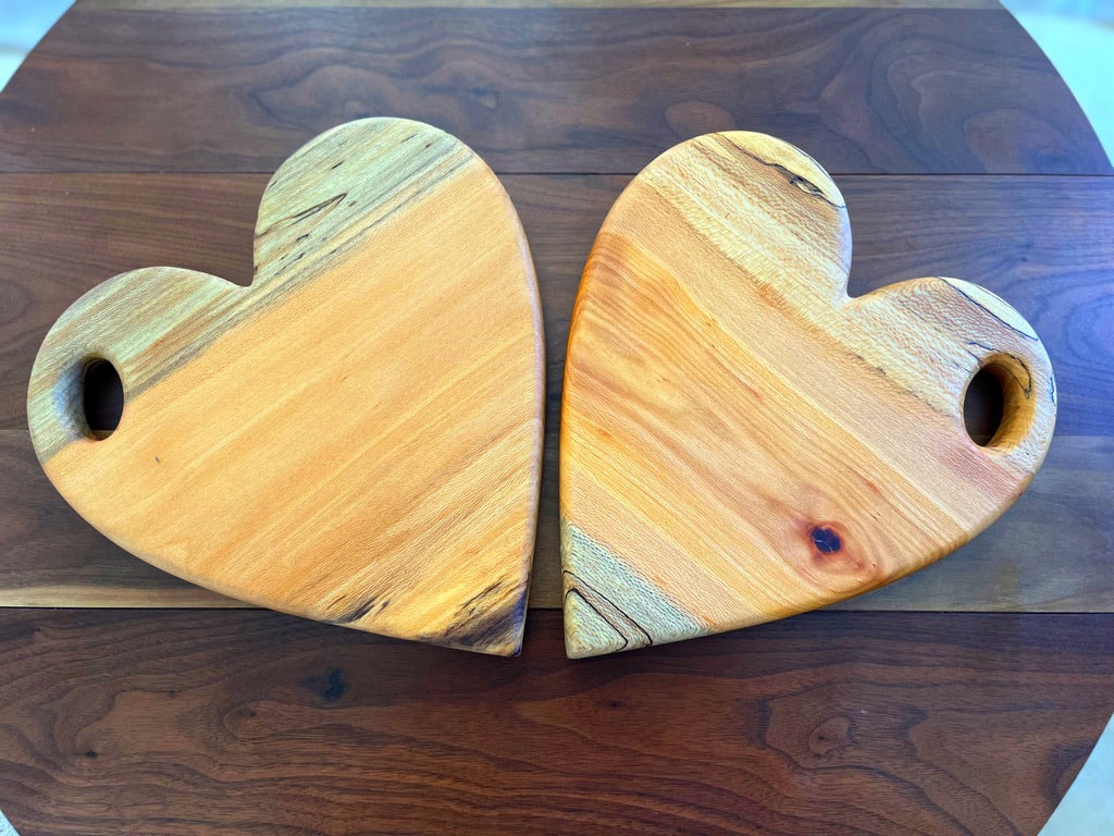 Spalted Sycamore Heart Shaped Charcuterie Board - 10 ¼" x 10 ½" x 1" **
