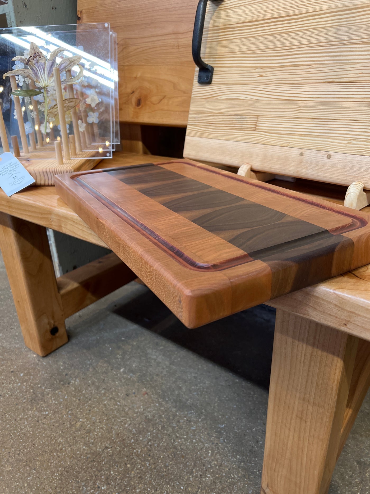 19 7/8” x 11 1/2” x 1 5/8” Walnut and Cherry Luxury End Grain Cutting Board w/ Juice Groove