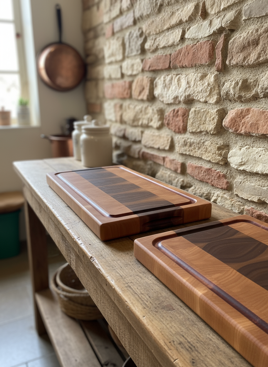 19 7/8” x 11 1/2” x 1 5/8” Walnut and Cherry Luxury End Grain Cutting Board w/ Juice Groove