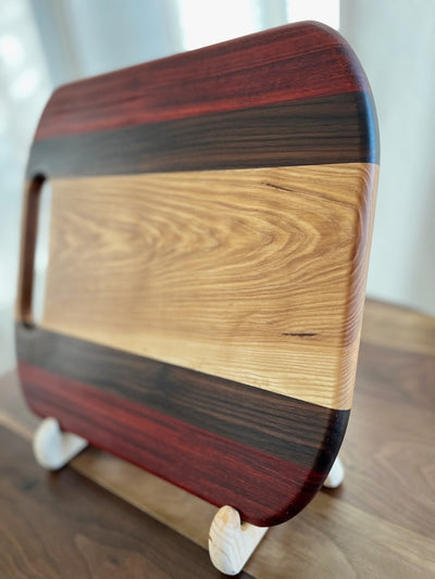 Ash, Walnut, & Padauk Cutting Board - Measures: 13 1/2" x 15" x 7/8"