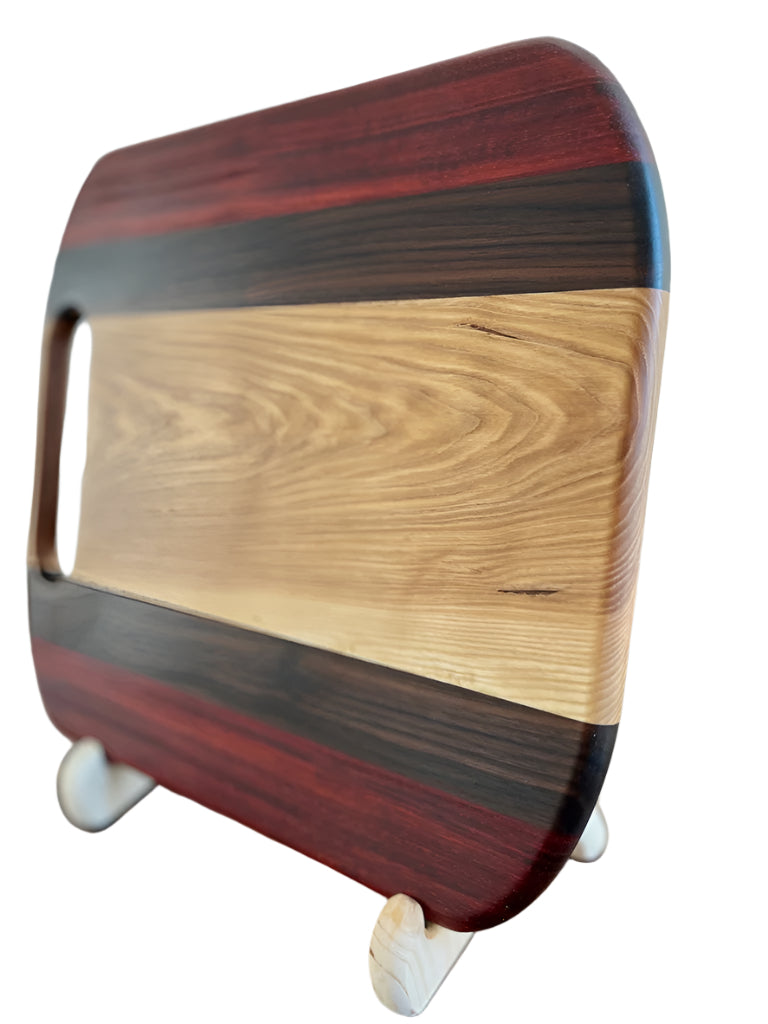 Ash, Walnut, & Padauk Cutting Board - Measures: 13 1/2" x 15" x 7/8"