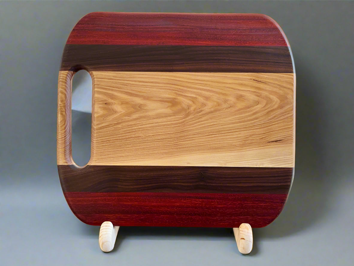 Ash, Walnut, & Padauk Cutting Board - Measures: 13 1/2" x 15" x 7/8"