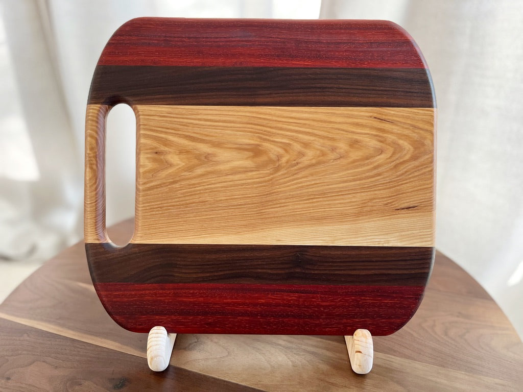Ash, Walnut, & Padauk Cutting Board - Measures: 13 1/2" x 15" x 7/8"