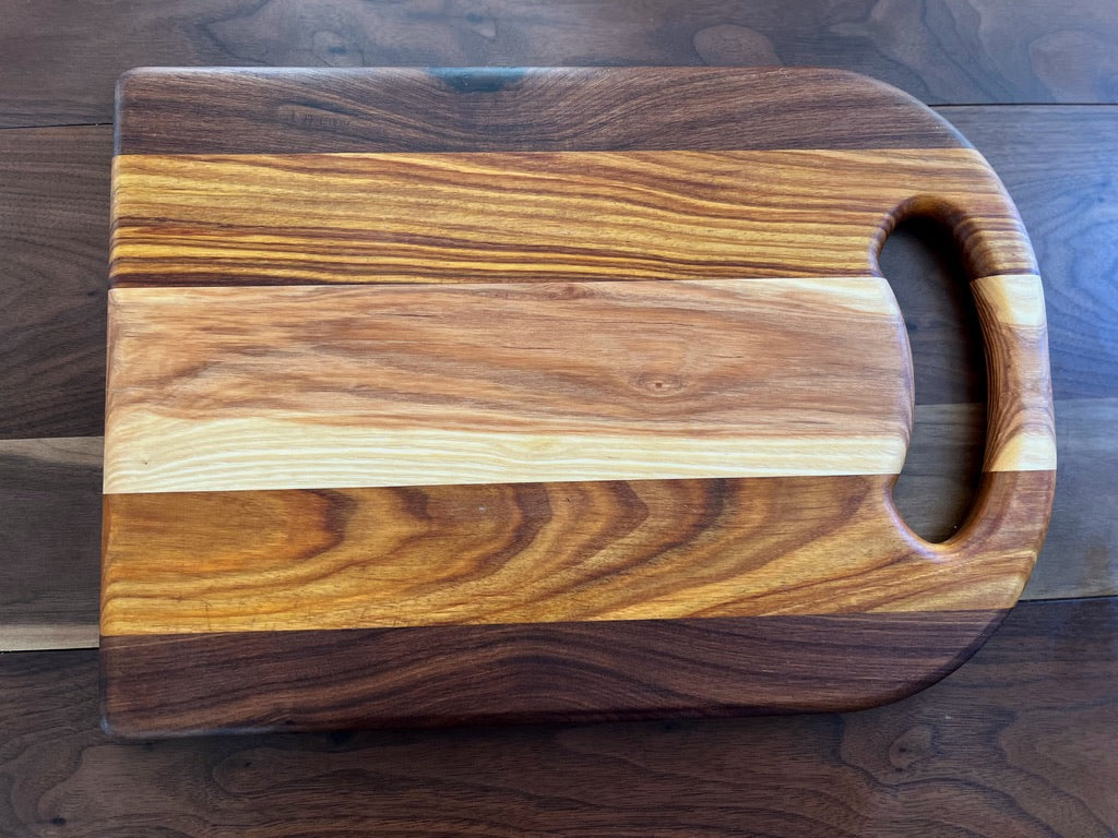 Ash, Canarywood, & Walnut Cutting Board