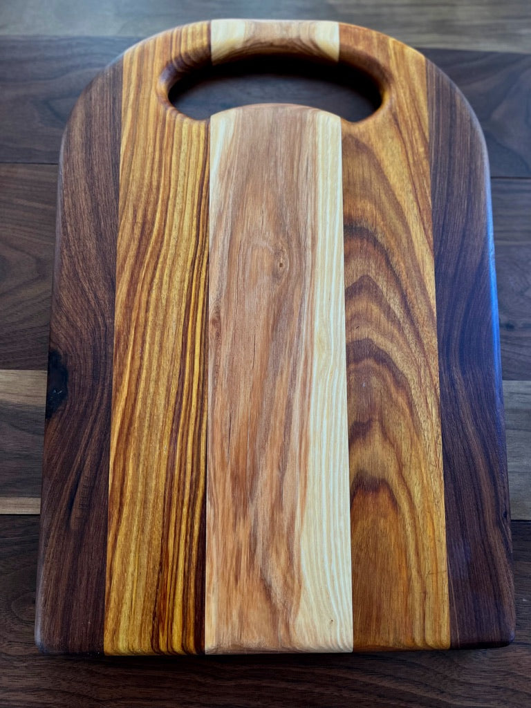 Ash, Canarywood, & Walnut Cutting Board