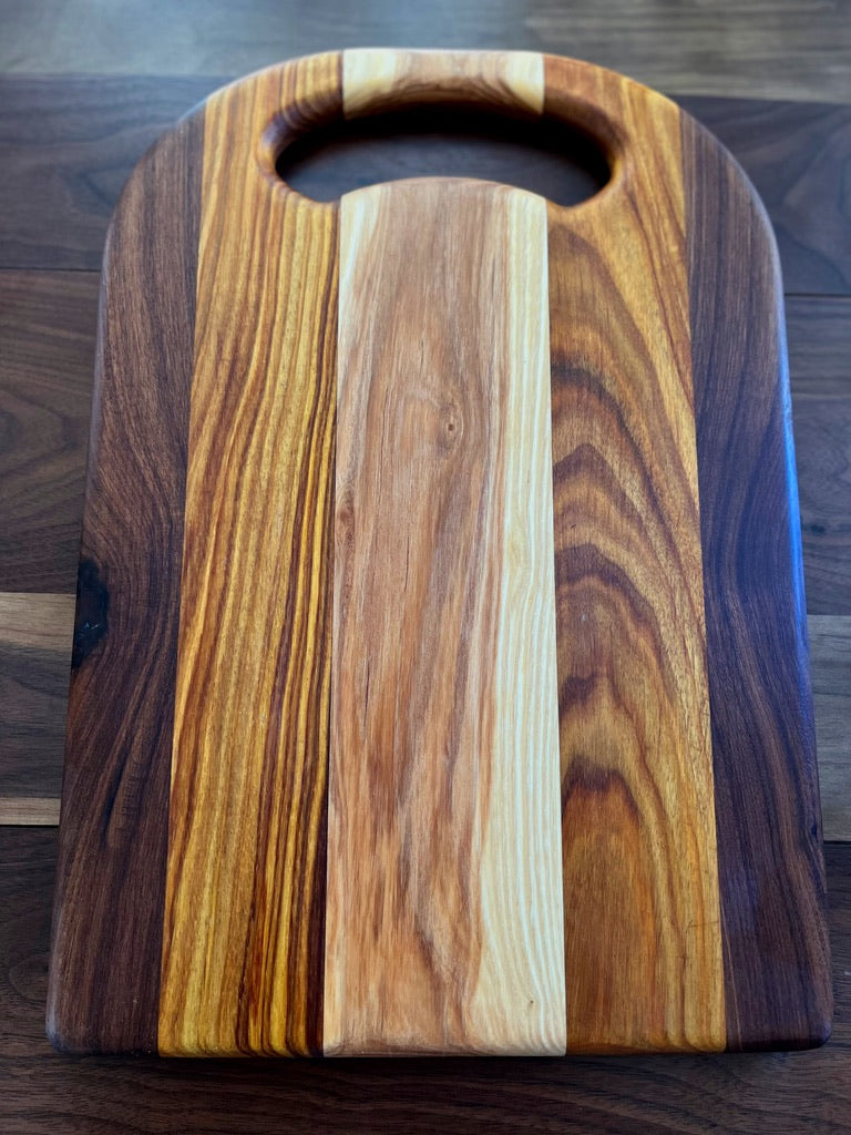 Ash, Canarywood, & Walnut Cutting Board