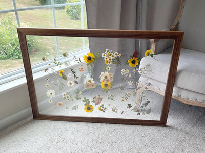 24" x 36" Floating Florals in  Custom Made Walnut Frame