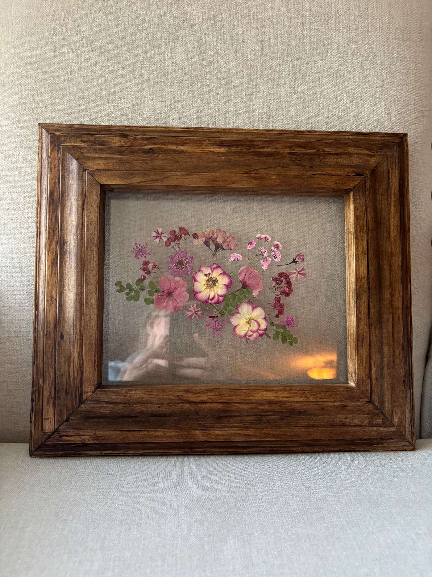 8” x 10” Floating Florals in Pine Frame Painted in Annie Sloan Chalk Paint & Wax (coastal colors)
