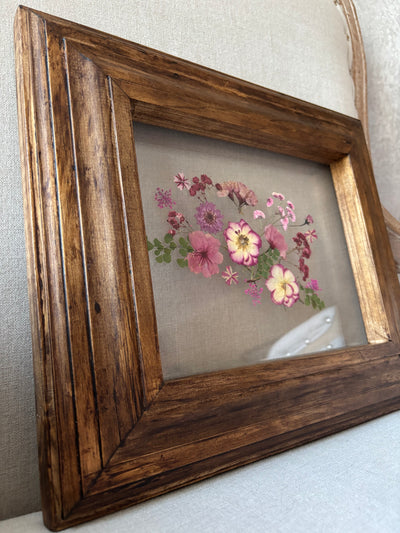 8” x 10” Floating Florals in Pine Frame Painted in Annie Sloan Chalk Paint & Wax (coastal colors)