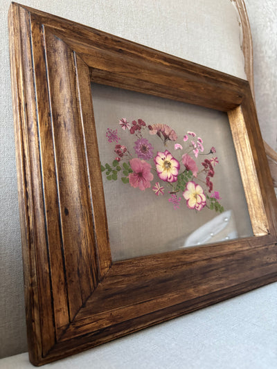 8” x 10” Floating Florals in Pine Frame Painted in Annie Sloan Chalk Paint & Wax (coastal colors)
