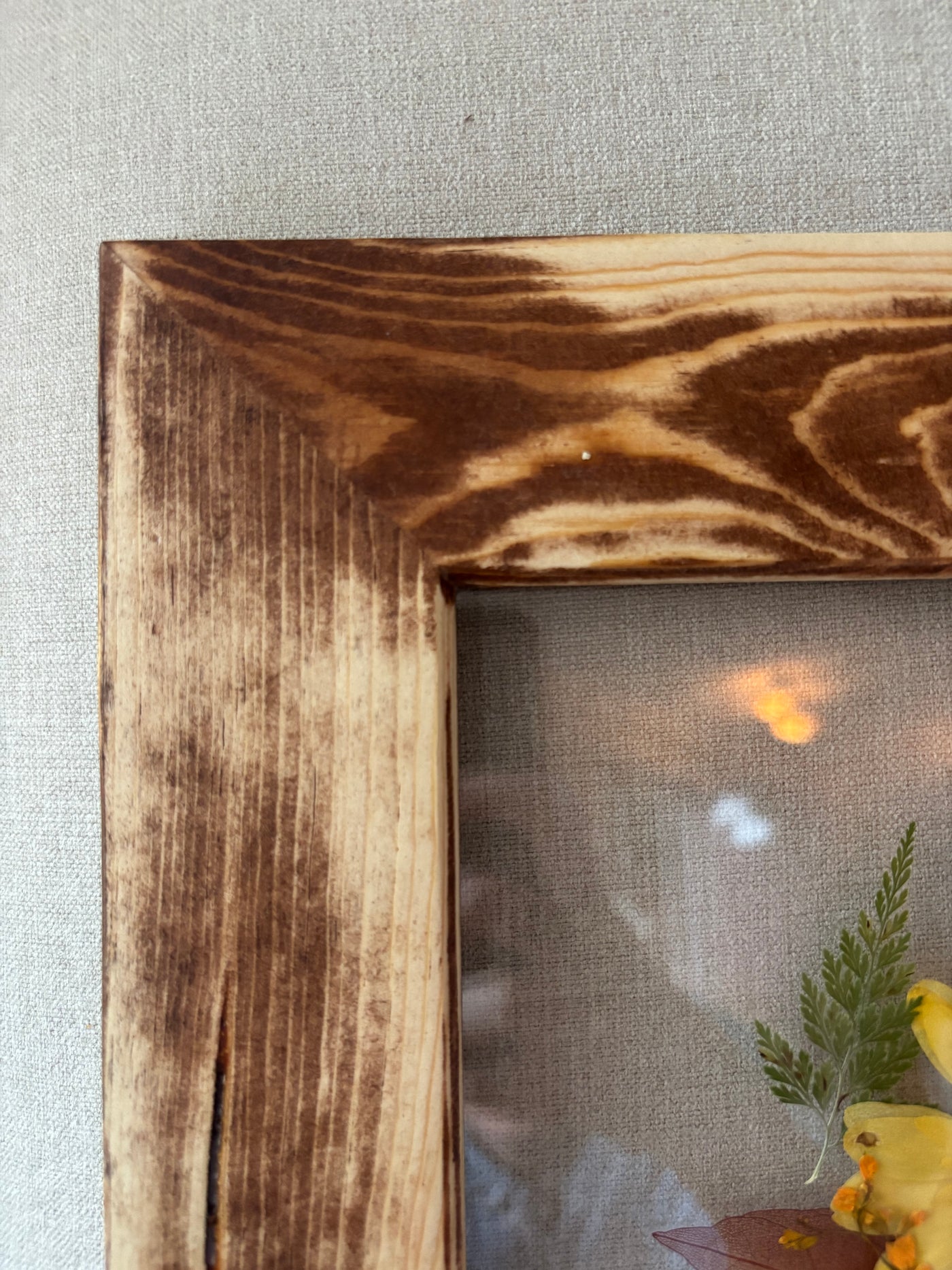 12"x 12" Floating Florals in Pine Frame - Stained Finish w/ Annie Sloan Wax