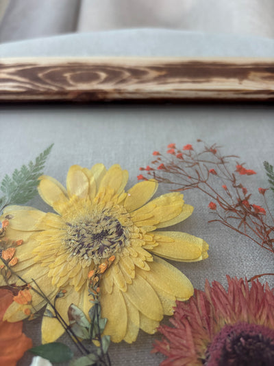 12"x 12" Floating Florals in Pine Frame - Stained Finish w/ Annie Sloan Wax