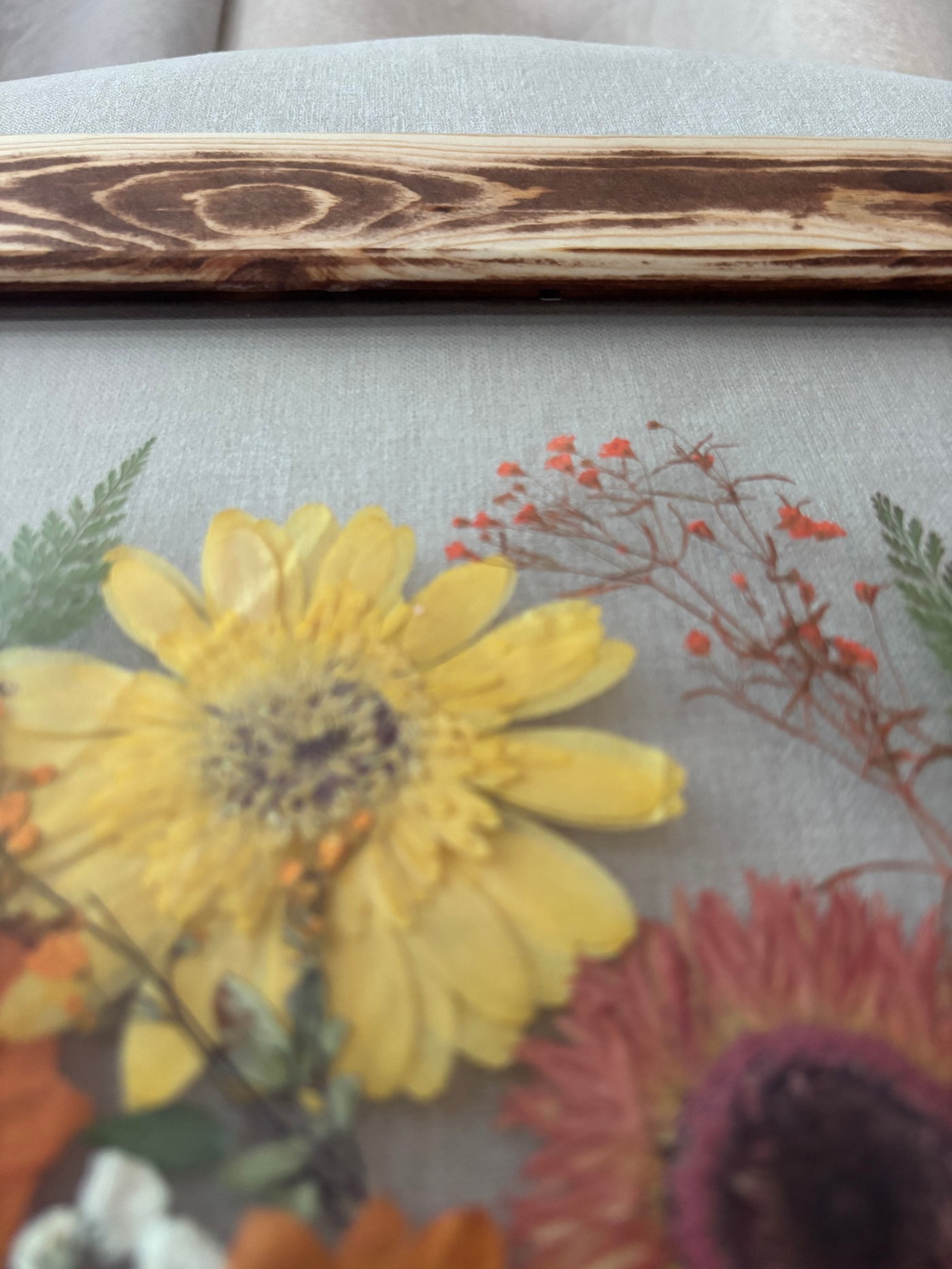 12"x 12" Floating Florals in Pine Frame - Stained Finish w/ Annie Sloan Wax