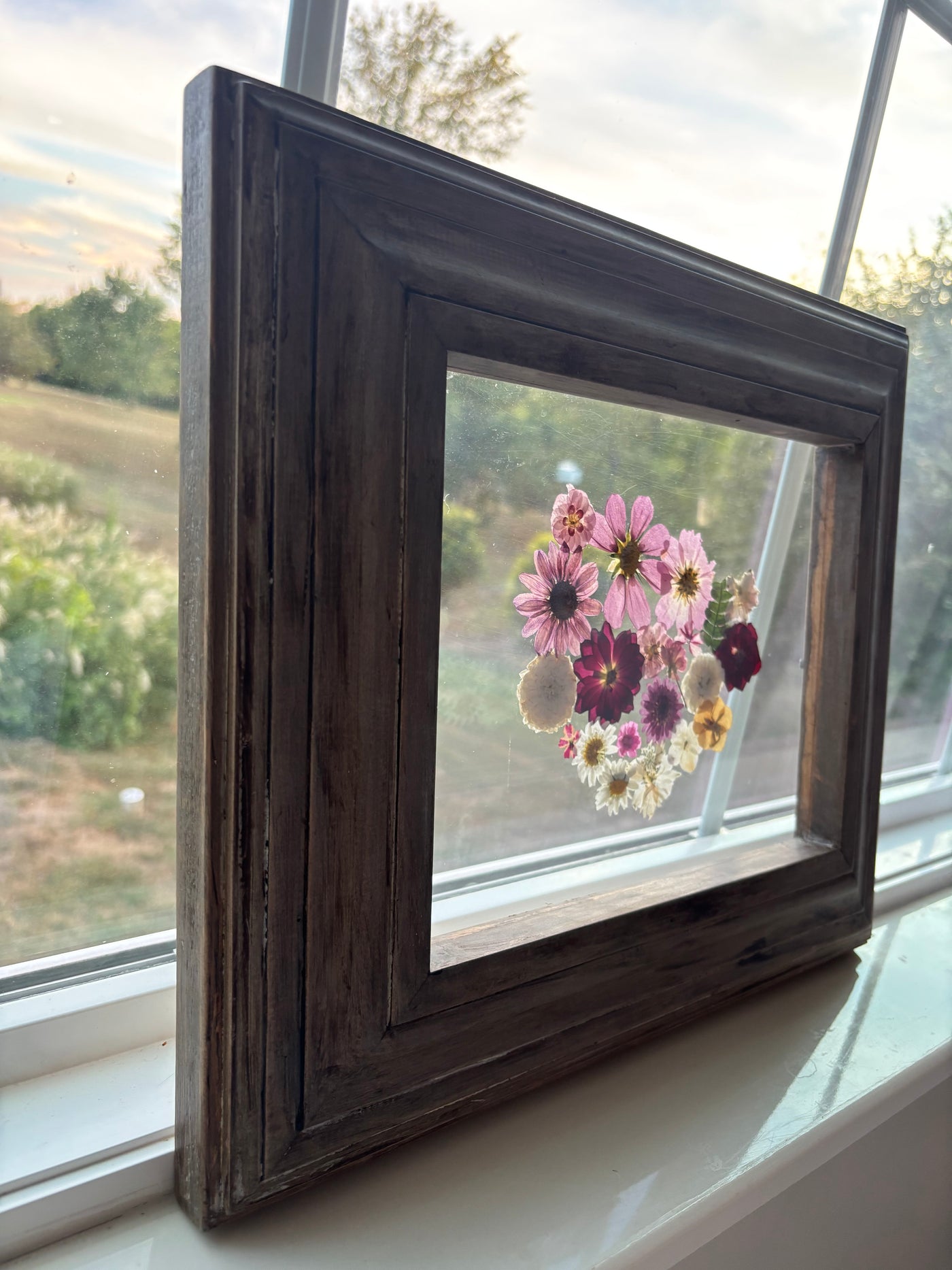 8” x 10” Floating Florals in Pine Frame Painted in Annie Sloan Chalk Paint & Wax (coastal colors)