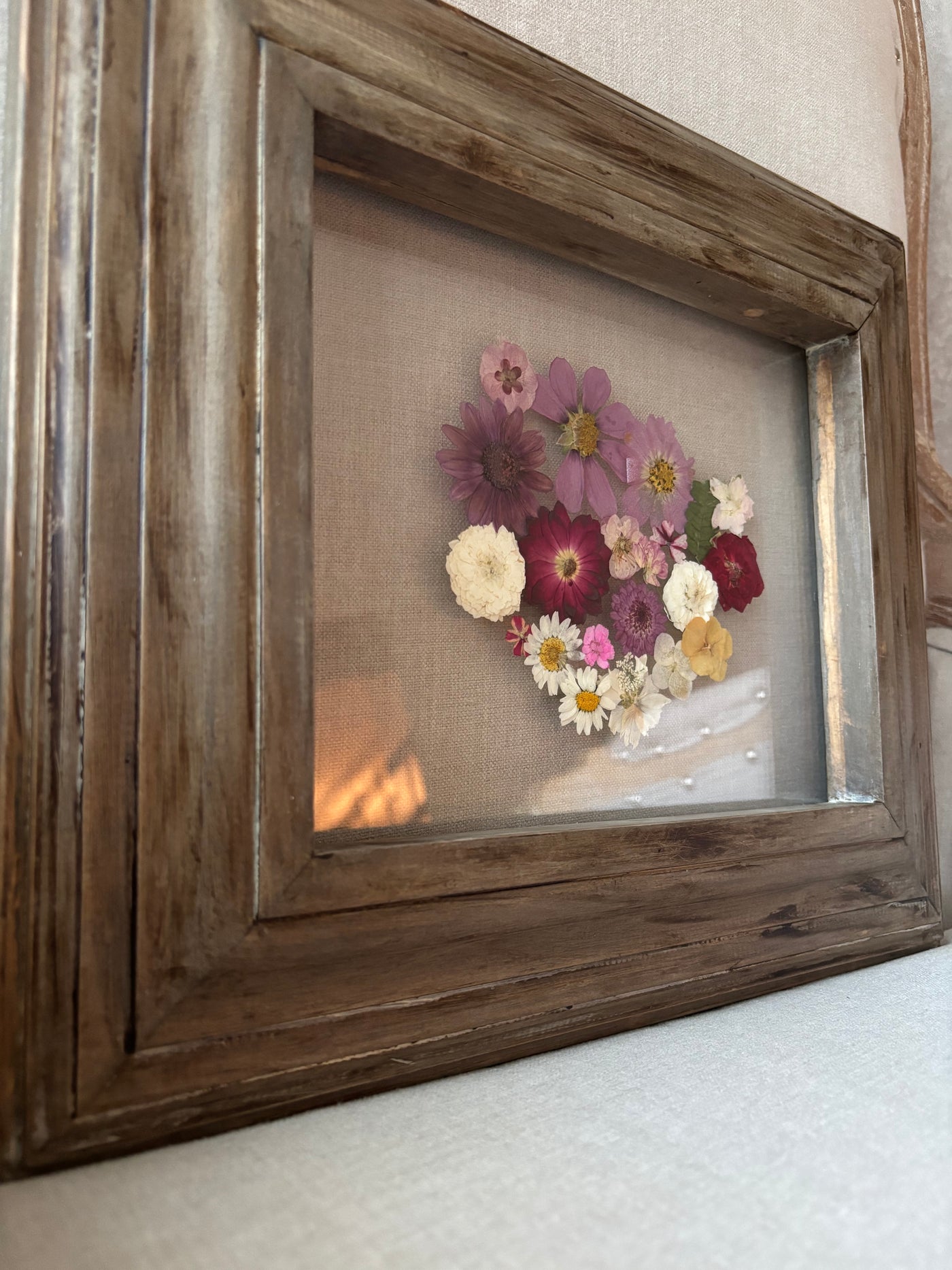 8” x 10” Floating Florals in Pine Frame Painted in Annie Sloan Chalk Paint & Wax (coastal colors)
