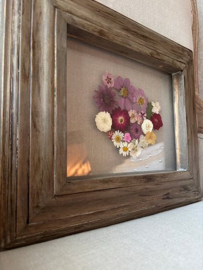 8” x 10” Floating Florals in Pine Frame Painted in Annie Sloan Chalk Paint & Wax (coastal colors)