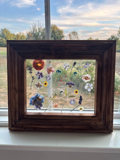8” x 10” Floating Florals in Pine Frame Painted in Annie Sloan Chalk Paint & Wax (coastal colors)
