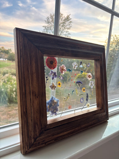 8” x 10” Floating Florals in Pine Frame Painted in Annie Sloan Chalk Paint & Wax (coastal colors)