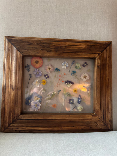8” x 10” Floating Florals in Pine Frame Painted in Annie Sloan Chalk Paint & Wax (coastal colors)