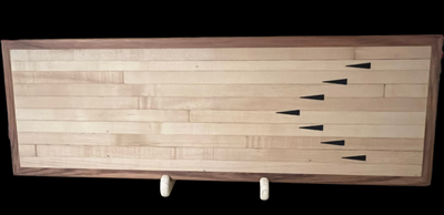 Massive Charcuterie Board, upcycled bowling lane from historic Viburnum Bowl - Hard Maple, w/ Ebony inlay, Boarded in  Mahogany