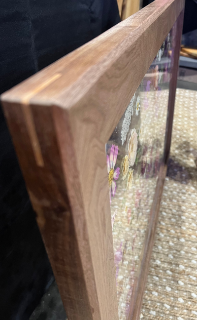 Mixed Floating Wild Flowers in Custom Walnut - 39 1/2" x 27 1/2"