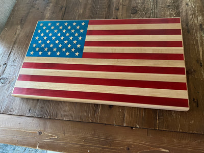 Hard Maple United States of America Flag Cutting Board  - 23 1/2" x 12 3/4" x 1"