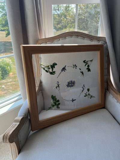 16" x 20" Floating Florals in Custom Made Hickory Frame