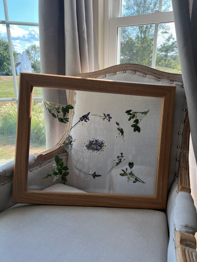 16" x 20" Floating Florals in Custom Made Hickory Frame