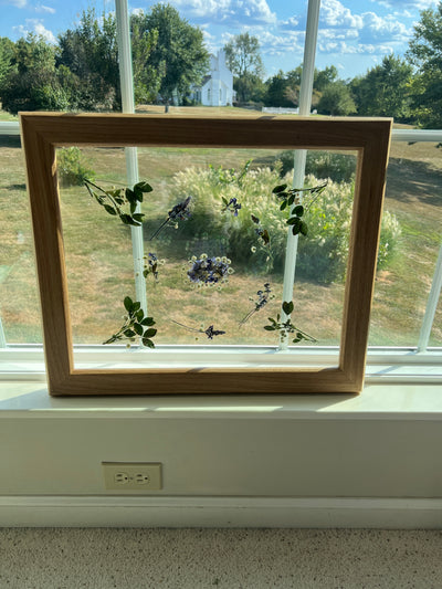 16" x 20" Floating Florals in Custom Made Hickory Frame