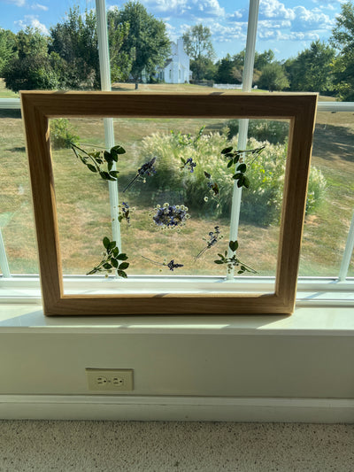 16" x 20" Floating Florals in Custom Made Hickory Frame