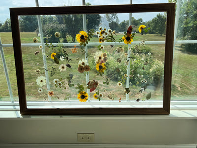 24" x 36" Floating Florals in  Custom Made Walnut Frame