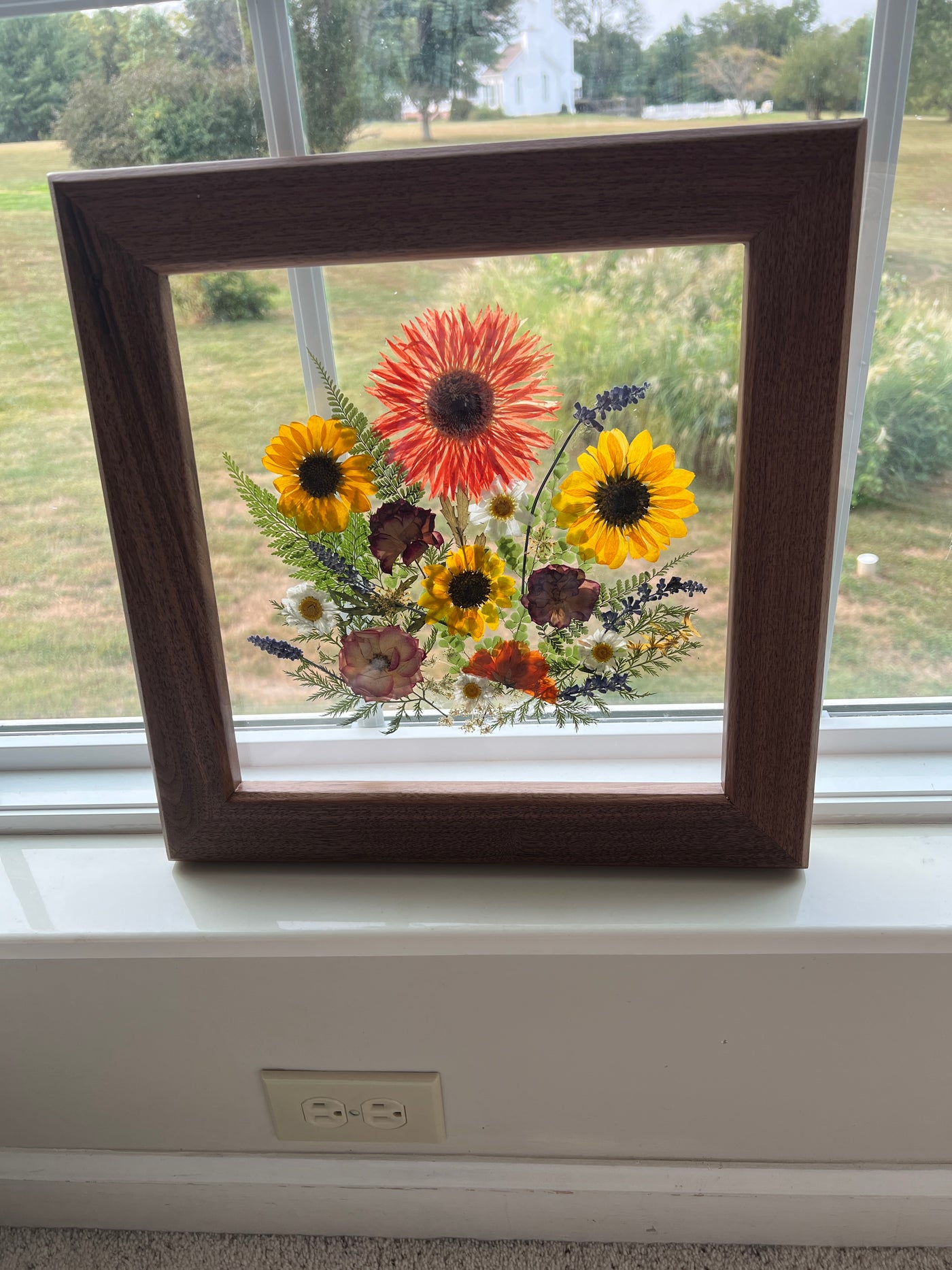 12"x 12" Floating Florals in Custom Made Walnut Frame