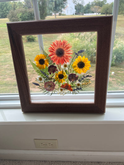 12"x 12" Floating Florals in Custom Made Walnut Frame