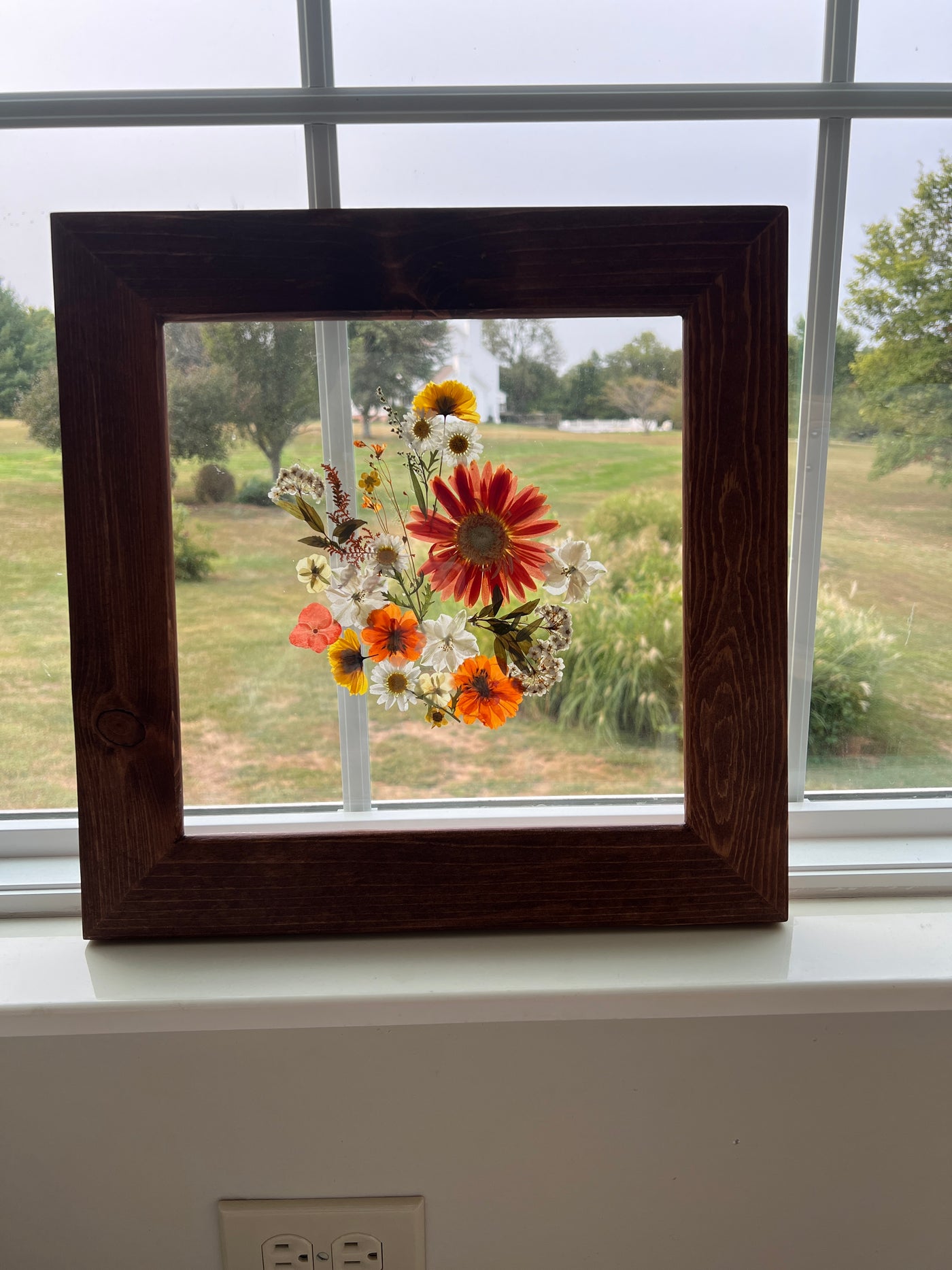 12"x 12" Floating Florals in Pine Frame - Stained Finish w/ Annie Sloan Wax