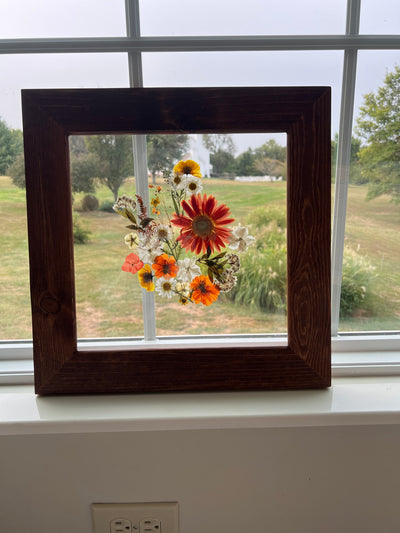 12"x 12" Floating Florals in Pine Frame - Stained Finish w/ Annie Sloan Wax