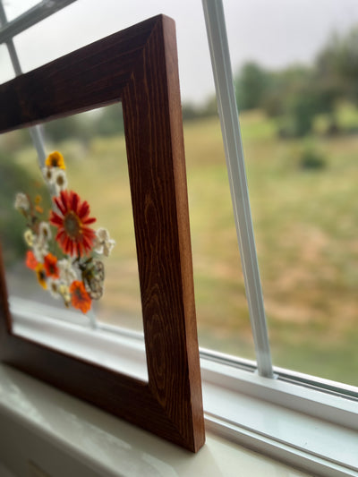 12"x 12" Floating Florals in Pine Frame - Stained Finish w/ Annie Sloan Wax