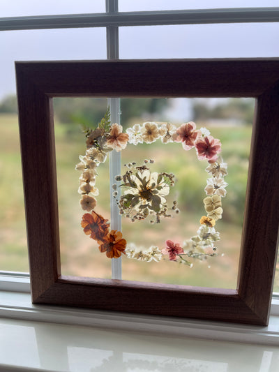 12"x 12" Floating Florals in Custom Made Walnut Frame