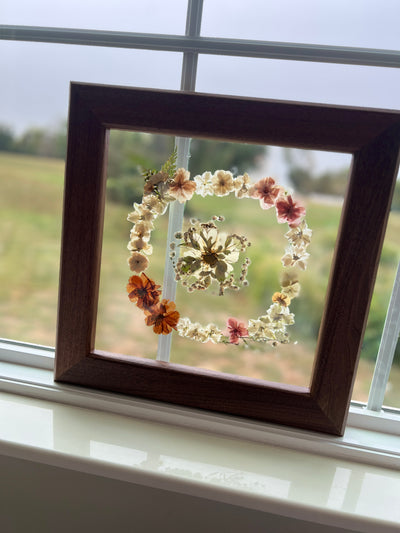 12"x 12" Floating Florals in Custom Made Walnut Frame