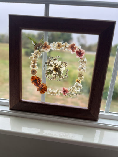 12"x 12" Floating Florals in Custom Made Walnut Frame