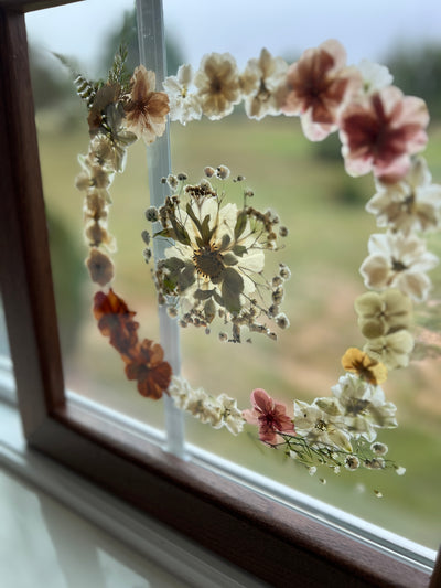 12"x 12" Floating Florals in Custom Made Walnut Frame