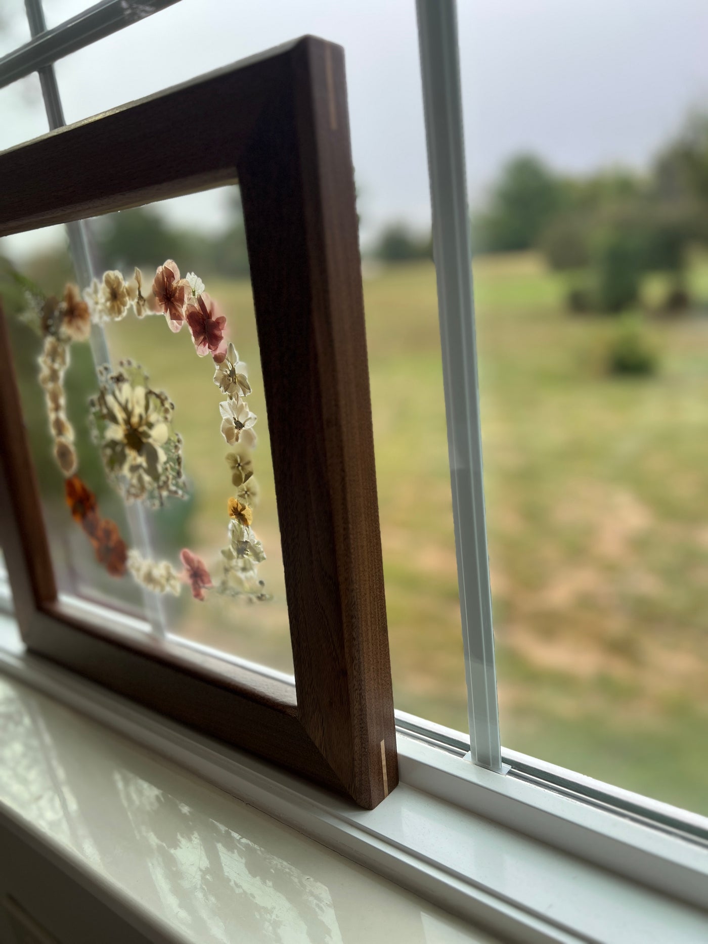 12"x 12" Floating Florals in Custom Made Walnut Frame