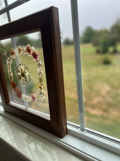 12"x 12" Floating Florals in Custom Made Walnut Frame