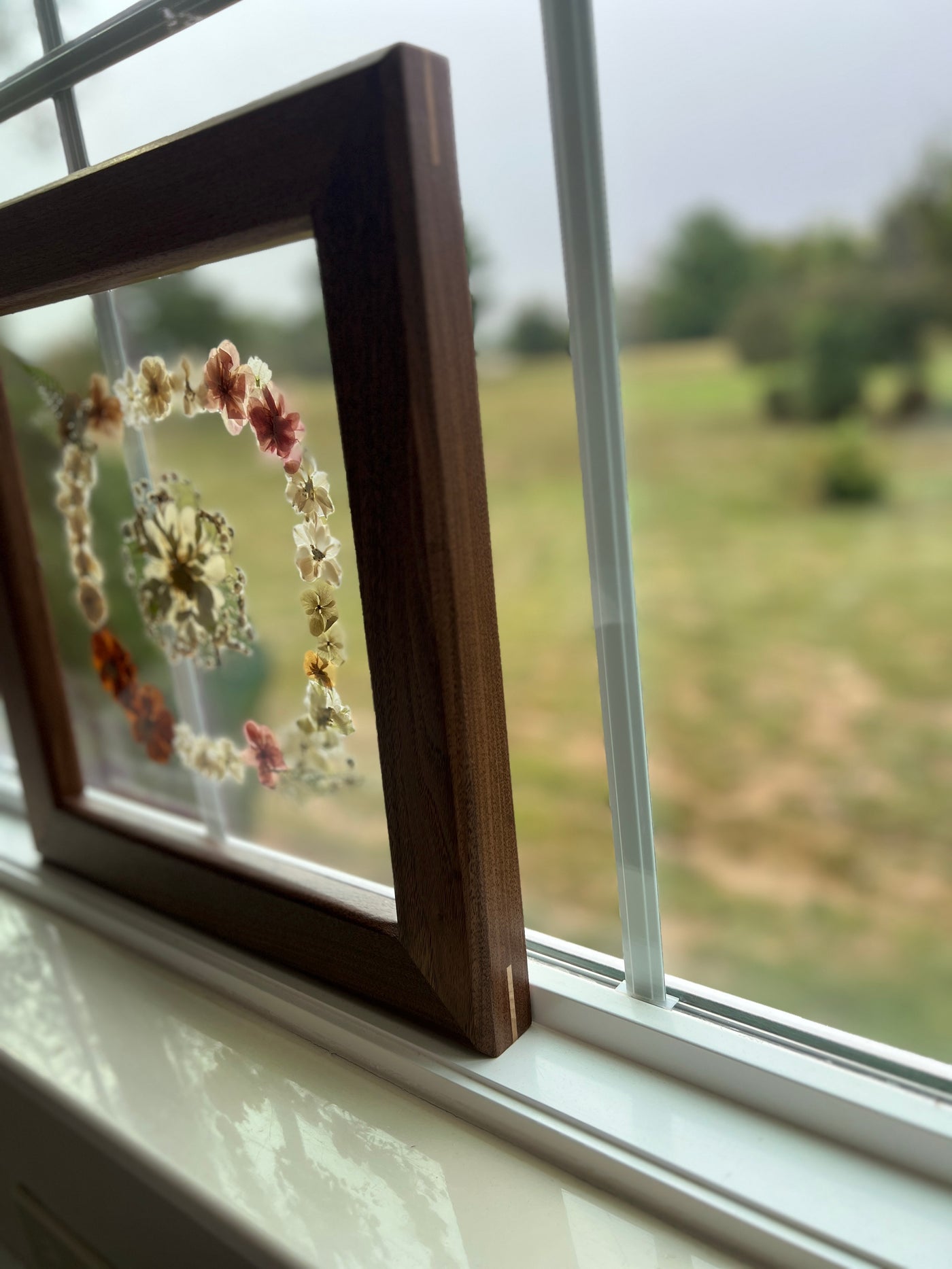 12"x 12" Floating Florals in Custom Made Walnut Frame