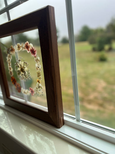 12"x 12" Floating Florals in Custom Made Walnut Frame