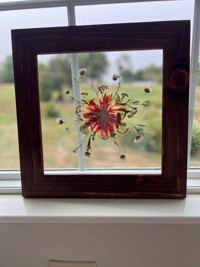 12"x 12" Floating Florals in Pine Frame - Stained Finish w/ Annie Sloan Wax