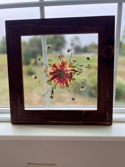 12"x 12" Floating Florals in Pine Frame - Stained Finish w/ Annie Sloan Wax
