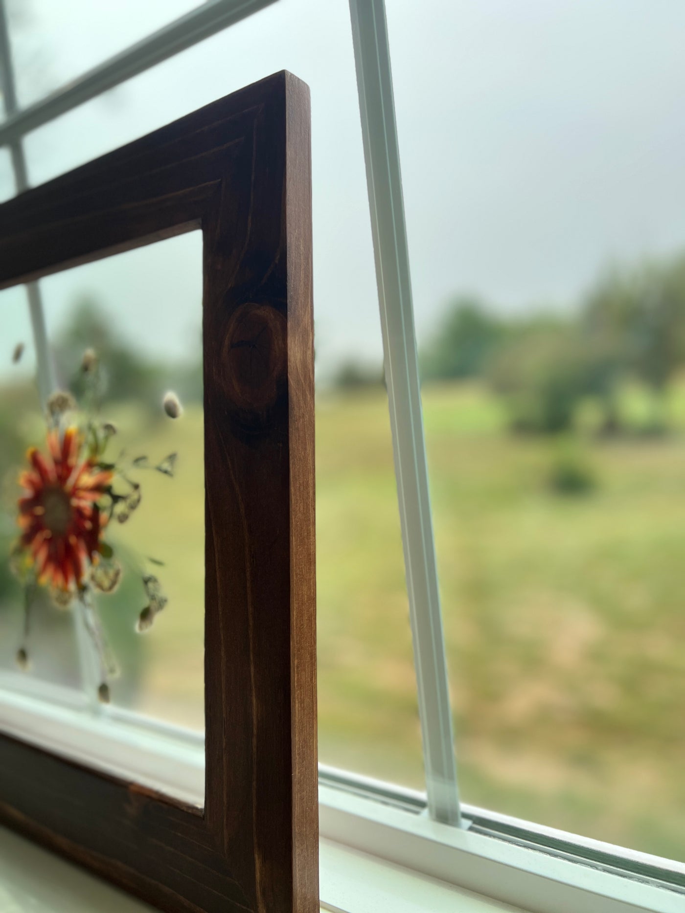 12"x 12" Floating Florals in Pine Frame - Stained Finish w/ Annie Sloan Wax