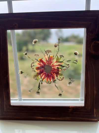 12"x 12" Floating Florals in Pine Frame - Stained Finish w/ Annie Sloan Wax